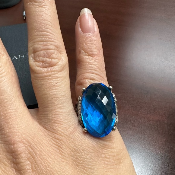 David Yurman Ring Blue Topaz with Diamonds - Picture 11 of 11